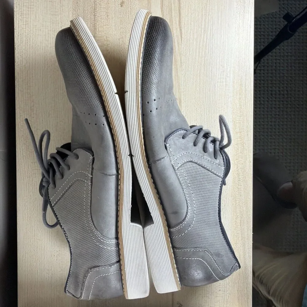 Steve Madden P-BEATT Mens 10 Grey Leather Oxfords